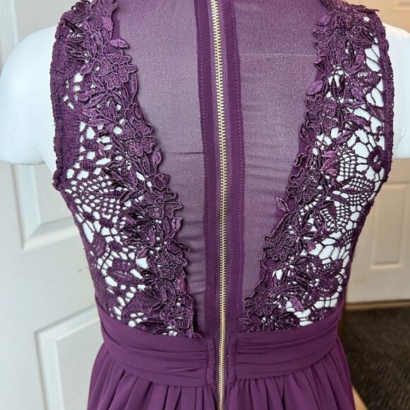 SHE + sky burgundy chiffon dress size S - Picture 6 of 10